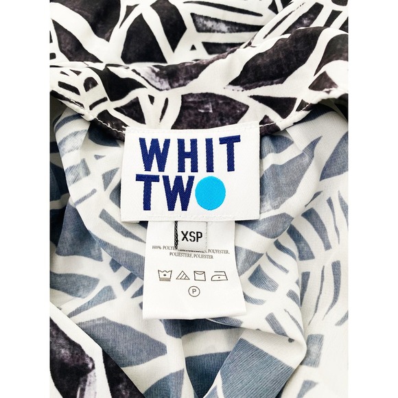 Whit Two Anthropologie Women's Claudia Swing Black White Leaf Print Mini Dress - Picture 8 of 9